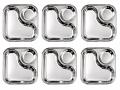 6 Pcs Stainless Steel Appetizer Snack Thali Plate w/ 2 Compartments